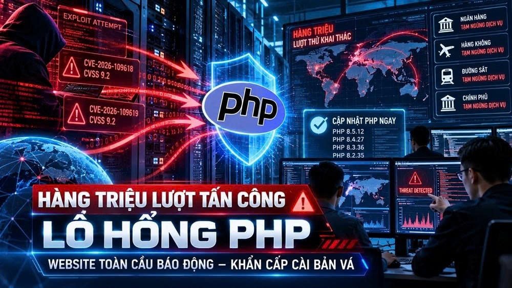 Lỗ hổng PHP2Shell CVE-2026-109618 và CVE-2026-109619 - khẩn cấp cài bản vá PHP